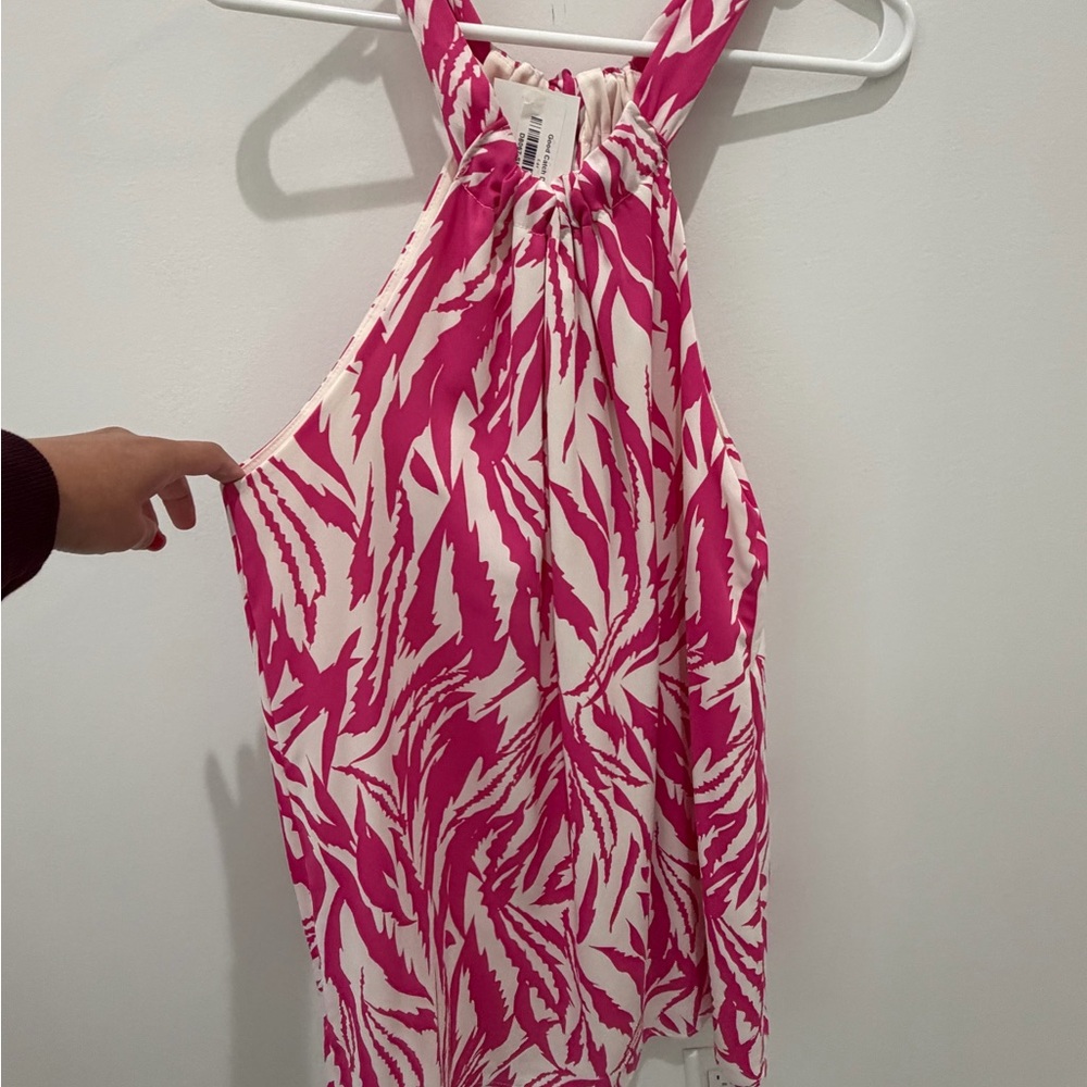 Tyche Pink and White Halter Dress